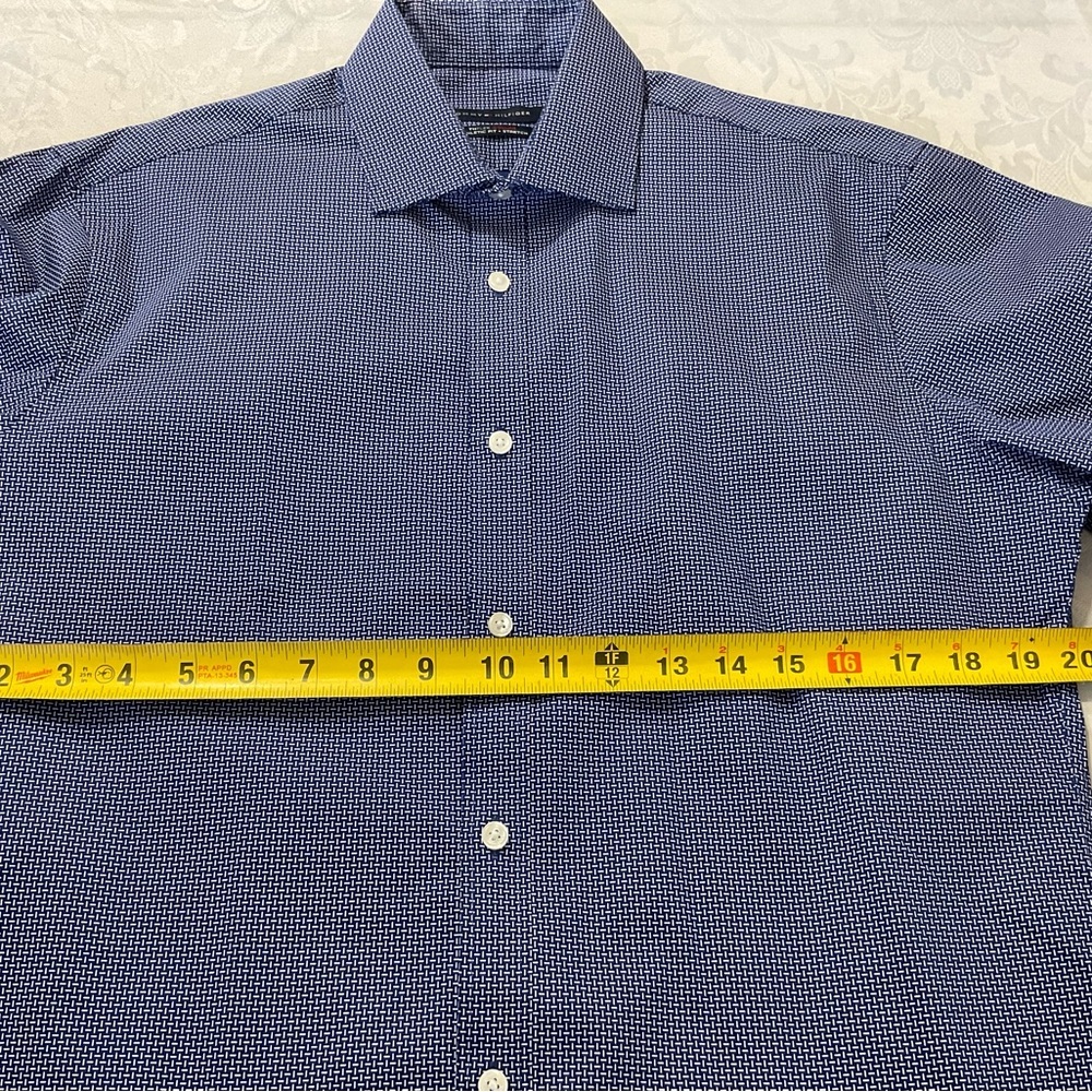 Tommy Hilfiger Shirt Men's Blue Athletic Fit Flex Collared Stretch Size 15 32/33 - Picture 4 of 6